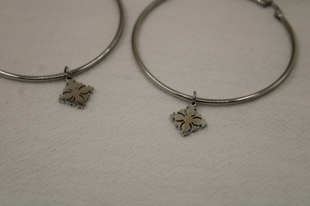 'Ara Tivaevae Hoop Earrings SILVER