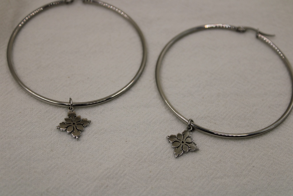 Kaute Tivaevae Hoop Earrings SILVER