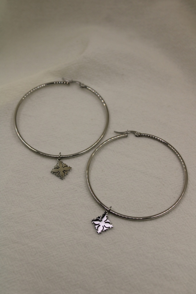 'Ara Tivaevae Hoop Earrings SILVER