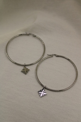 'Ara Tivaevae Hoop Earrings SILVER