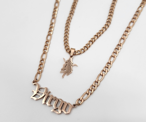 Virgo Zodiac Necklace - Rose Gold