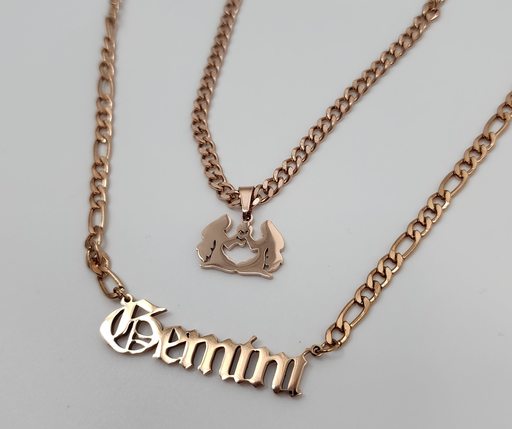 Gemini Zodiac Necklace - Rose Gold