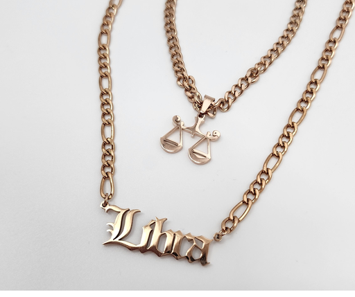 Libra Zodiac Necklace - Rose Gold